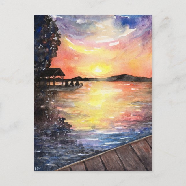 Cartão Postal Pôr do sol na Cabana (Frente)