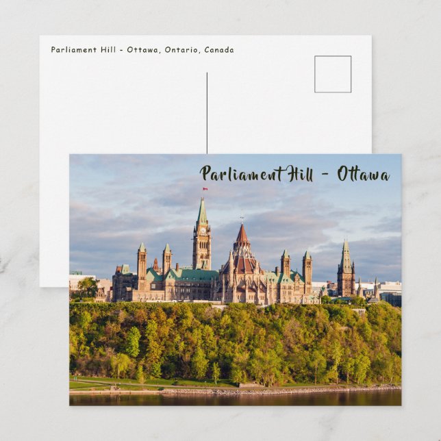 Cartão Postal Pôr do sol na Colina do Parlamento - Ottawa (Frente/Verso)