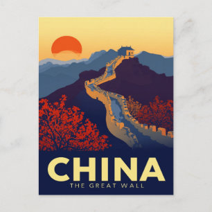 Cartão Postal Pôr do Sol na Grande Muralha da China