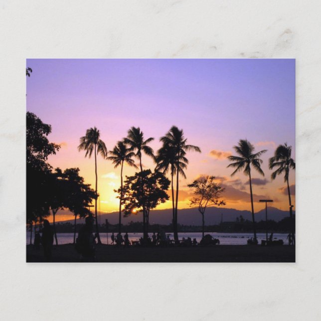 Cartão Postal Pôr do sol na praia (Frente)