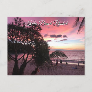 Cartão Postal Pôr do sol na praia de Kata, Phuket, Tailândia