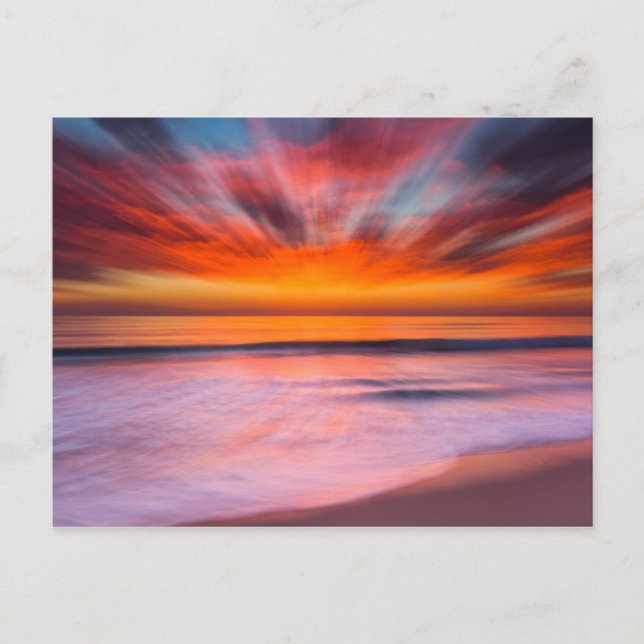 Cartão Postal Pôr do sol na praia de Tamarack | Carlsbad, CA (Frente)