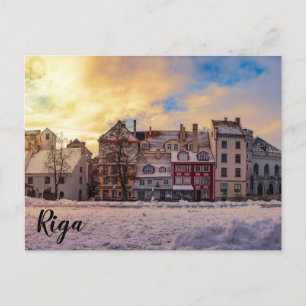 Cartão Postal Pôr do sol na rua em Riga