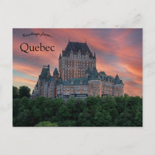 Cartão Postal Pôr do sol no Chateau Frontenac Quebec Canadá