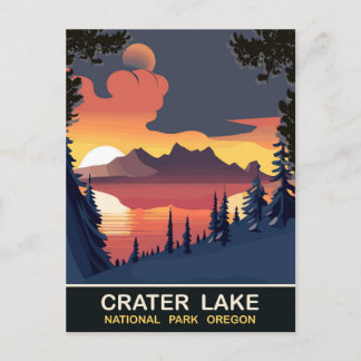Cartão Postal Pôr do sol no Crater Lake, Oregon, Viagem