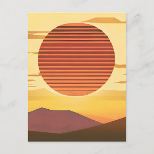 Cartão Postal Pôr do sol no deserto ferrugem laranja e marrom