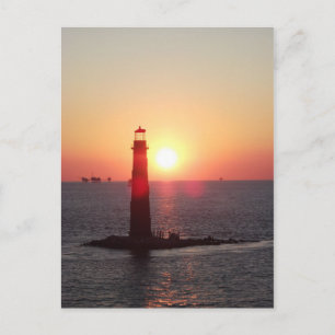 Cartão Postal Por do sol no farol da ilha da areia