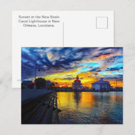 Cartão Postal Pôr do sol no farol do Canal de Nova Bacia