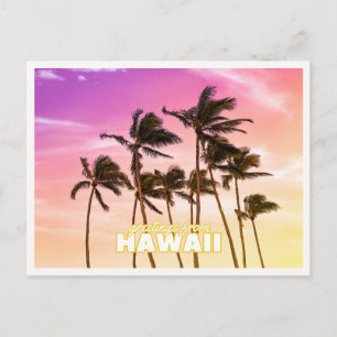 Cartão Postal Pôr do sol no Havaí Palmeira Tropical Havaí Saudaç