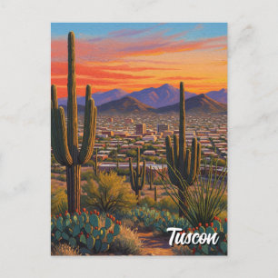 Cartão Postal Pôr do sol no horizonte de Tuscon Arizona Viagem