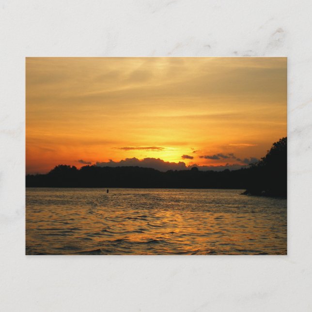 Cartão Postal Pôr do sol no lago (Frente)