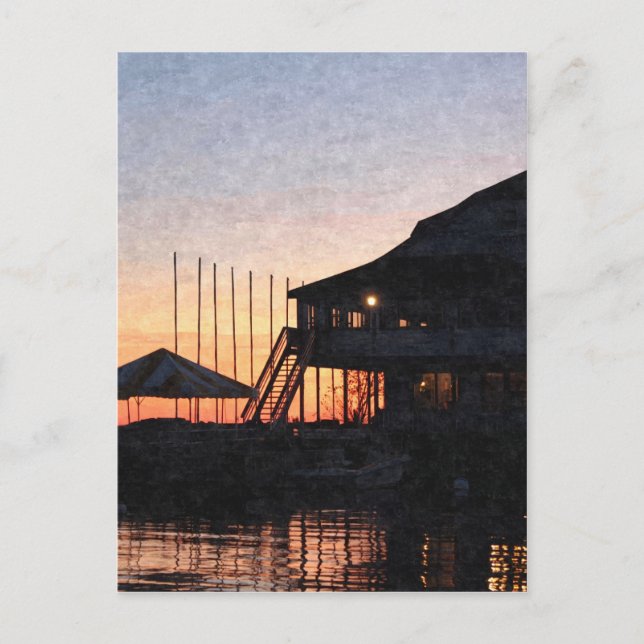 Cartão Postal pôr do sol no lago, Kingston, Ontário, no crepúscu (Frente)