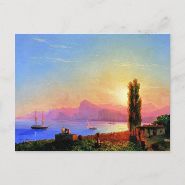 Cartão Postal Pôr do sol no mar, arte fina de Ivan Aivazovsky (Frente)