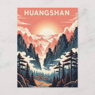 Cartão Postal Pôr do sol no Parque Nacional de Huangshan na Chin