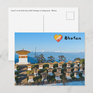 Cartão Postal Pôr do sol no Passo Dochula - Butão, Himalaia