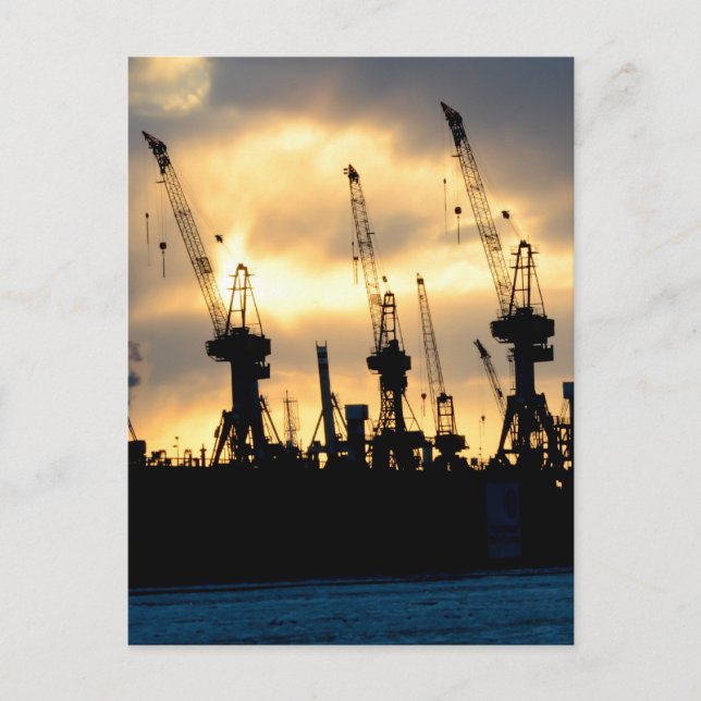 Cartão Postal Pôr do sol no porto de Hamburgo - Hamburgo (Frente)