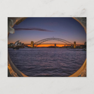 Cartão Postal Pôr do sol no porto de Sydney