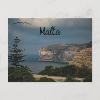 Cartão Postal Pôr do sol nos penhascos de Sanap Munxar Malta