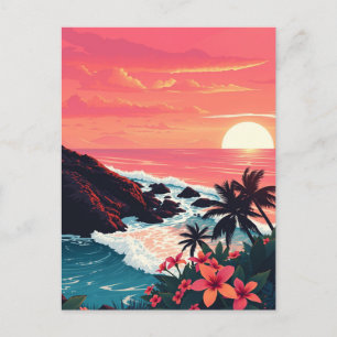 Cartão Postal Pôr do Sol Retro Maui Havaí Viagem