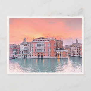Cartão Postal Pôr do sol rosa no Grande Canal Veneza Itália Foto