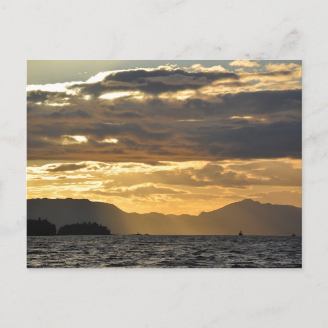 Cartão Postal Pôr do sol sobre a Baía de Ketchikan (Frente)