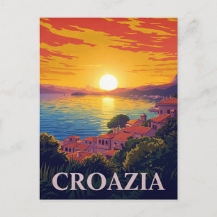 Cartão Postal Pôr do sol sobre a costa adriática Croácia