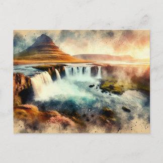 Cartão Postal Pôr do sol sobre a Islândia,