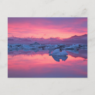 Cartão Postal Pôr do sol sobre a lagoa glaciar Jokulsarlon