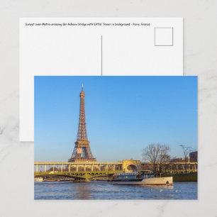 Cartão Postal Pôr do sol sobre o Metro cruzando a ponte Bir-hake