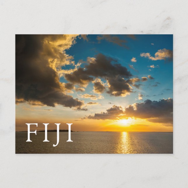 Cartão Postal Pôr do sol sobre o oceano, Fiji (Frente)