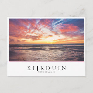 Cartão Postal Pôr do sol sobre praia e mar