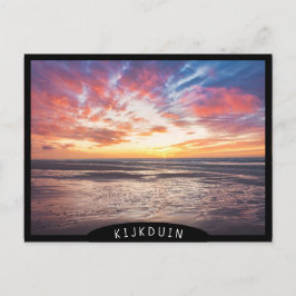Cartão Postal Pôr do sol sobre praia e mar