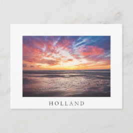 Cartão Postal Pôr do sol sobre praia e mar