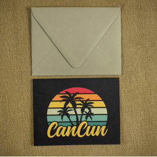 Cartão Postal Pôr do Sol Vintage Cancun México Viagem Férias