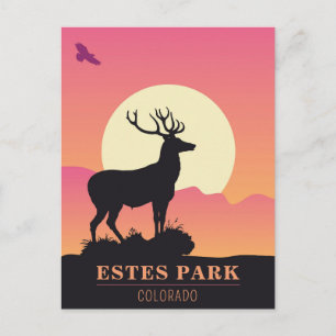 Cartão Postal Pôr do sol vintage em Estes Park, Colorado