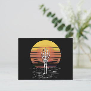 Cartão Postal Pôr do Sol Vintage Retro Halloween Mão de Zumbi As