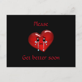 Cartão Postal Por favor, melhore logo. Coração vermelho chorando