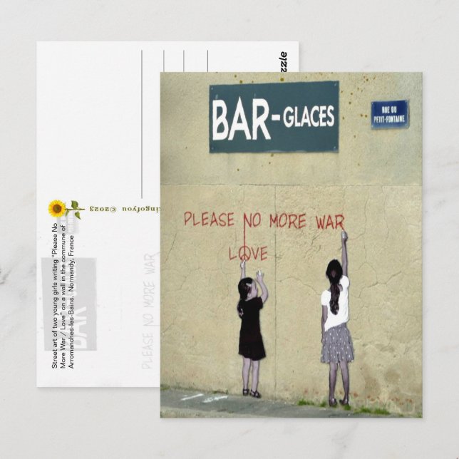 Cartão Postal Por Favor, Não Mais Guerra / Amor, Normandia, Fran (Frente/Verso)