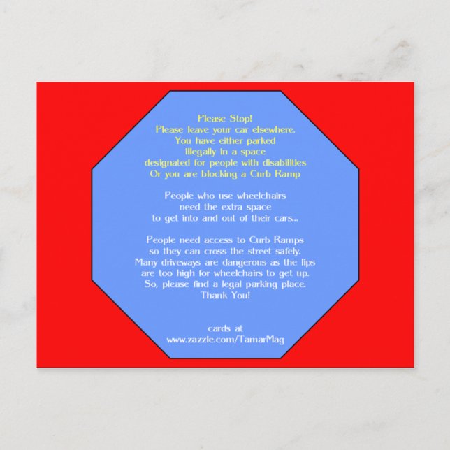 Cartão Postal Por favor, pare de estacionar aqui (Frente)