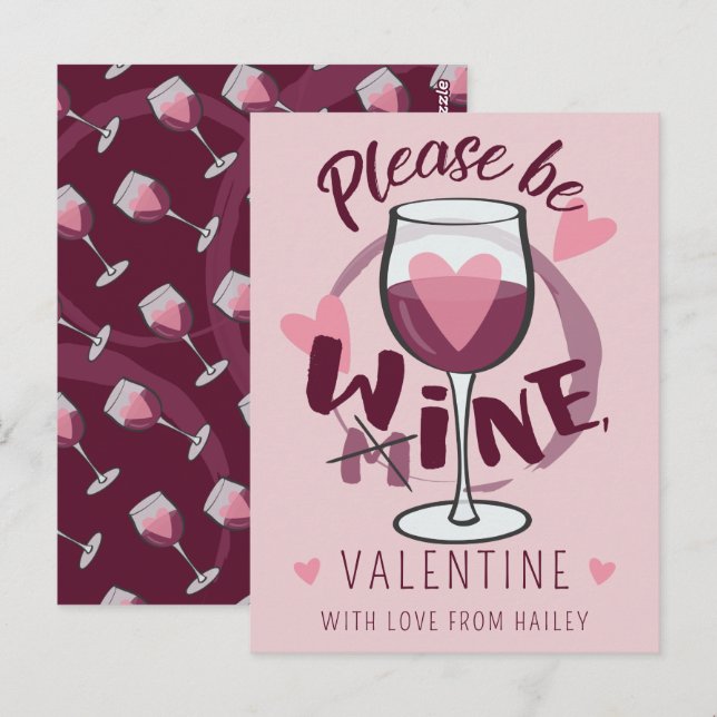 Cartão Postal Por favor, seja meu Namorados de vinho Engraçado T (Frente/Verso)