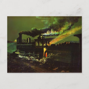 Cartão Postal Pôr o Cartaz do Comboio de Ferro ~ Meia-Noite