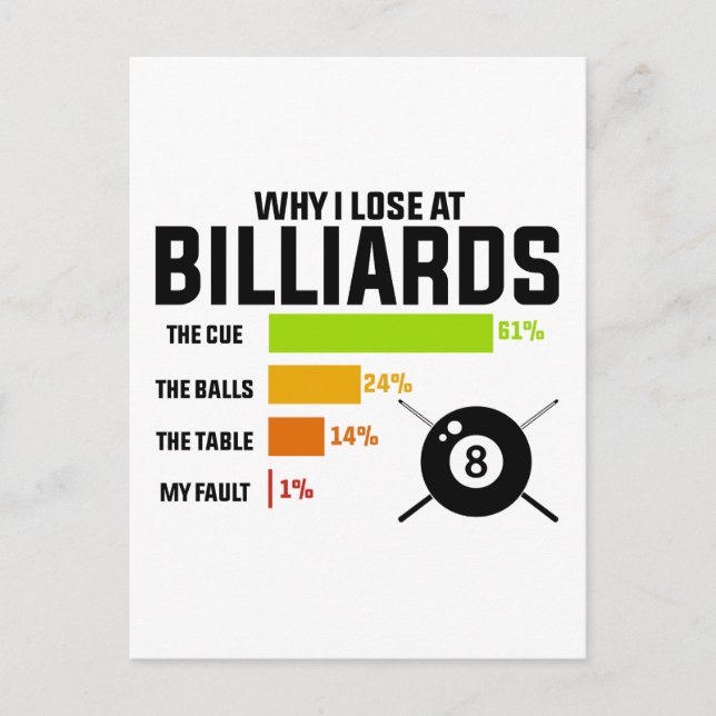 Cartão Postal Por que Eu Perco no Bilhar (Frente)