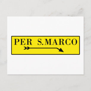 Cartão Postal Por São Marcos, Veneza, Placa de Rua Italiana
