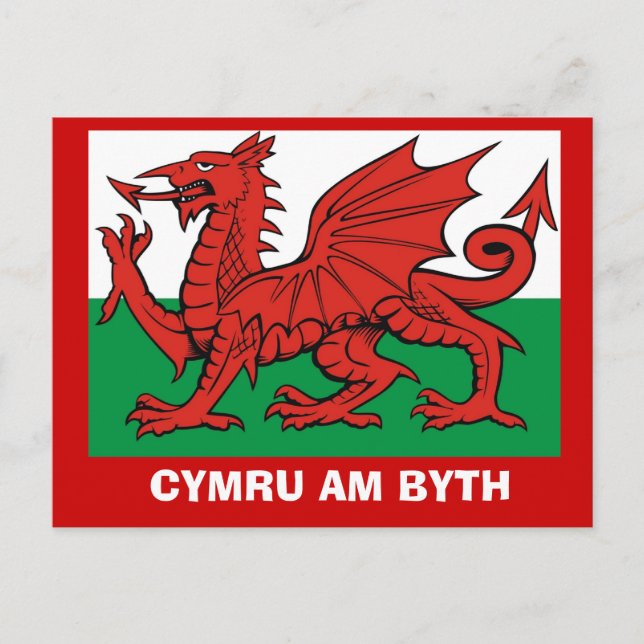 Cartão Postal Por toda a Grã-Bretanha, Flag of Wales, Cymru am b (Frente)