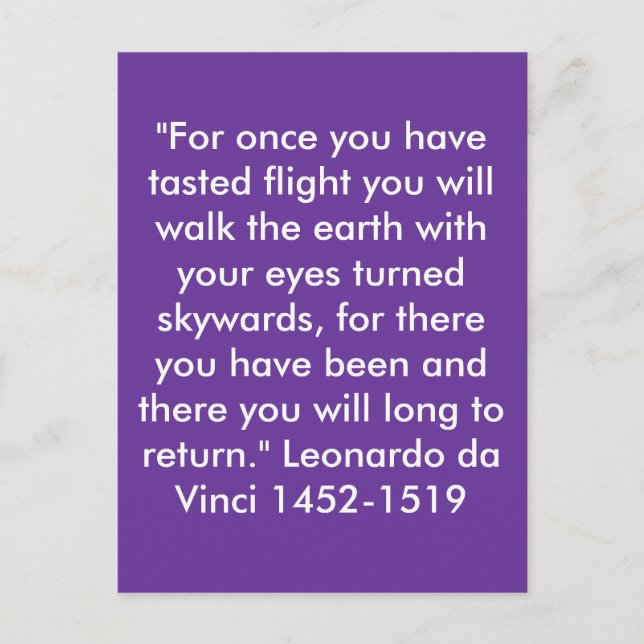 Cartão Postal "Por uma vez que você provou o voo... (Frente)