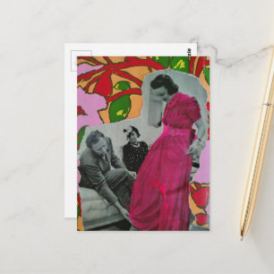 Cartão Postal por volta de 1939 Modelo de Pijama Senhora Colagem