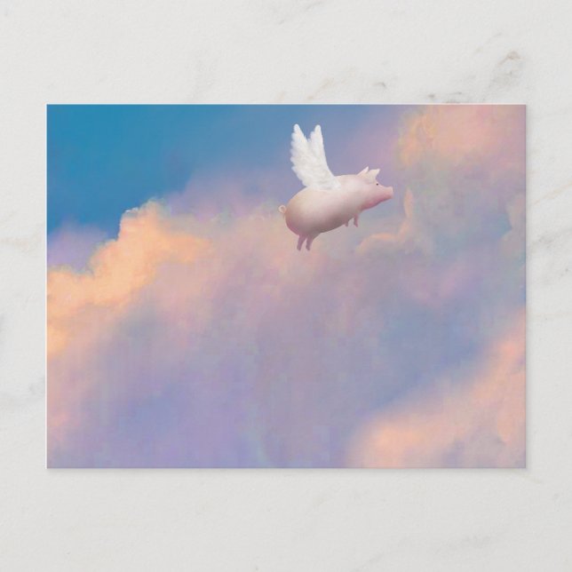 Cartão Postal porco com asas postais (Frente)