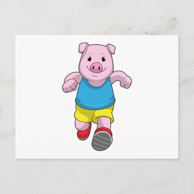 Cartão Postal Porco como Executante em Execução (Frente)