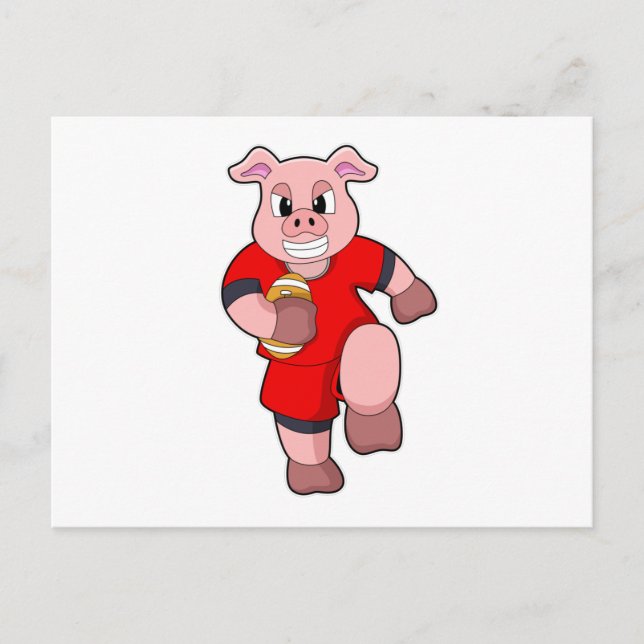 Cartão Postal Porco em esportes de futebol (Frente)
