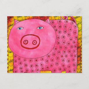 Cartão Postal Porco Estampado